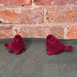 Flocked Burgundy Chickadee 3.75x3”