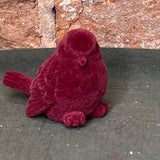 Flocked Burgundy Chickadee 3.75x3”