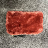 Faux Fur Zipper Pouch 6.5”