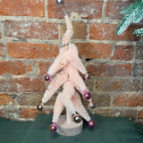 Whimsical Flocked Bottle Brush Tree w/ Ball Orns 17”
