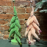 Whimsical Flocked Bottle Brush Tree w/ Ball Orns 17”