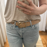 Floral Embossed Western Buckle Belt