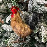 Brown Fur Rooster Orn 5.5”