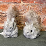 Furry Grey Squirrel Orn. 5.5”