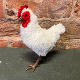 White Fur Hen Orn 5.5”