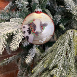 Cow w/ Holly Wreath Disc Orn 4”