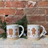 Ceramic Cream Gingerbread Mugs 15oz