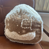 Boucle & Faux Sherpa Gingerbread House Pillow 13”