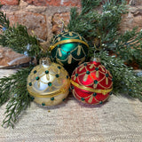 Glitter/Jewel Hinge Ball Orn 3”