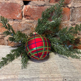 Glitter Lined Plaid Ball Orn 5”