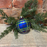 Glitter Lined Plaid Ball Orn 5”
