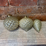 Cream/Pearl Faceted Kugel w/ Gold Orn 4”