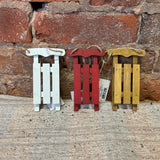 Wood Sled Orn 5”