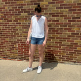 Wide Trim V Neck Sleeveless Top