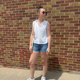 Wide Trim V Neck Sleeveless Top