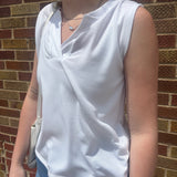 Wide Trim V Neck Sleeveless Top