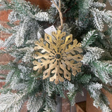 Brush Gold Metal Cutout Snowflake Orn 12”
