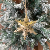 Brush Gold Metal Cutout Snowflake Orn 12”