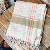 Cotton & Linen Plaid Throw w/Fringe 60x50”