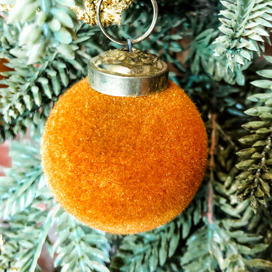 Butterscotch Color Flocked Ball Ornament Garland 72”