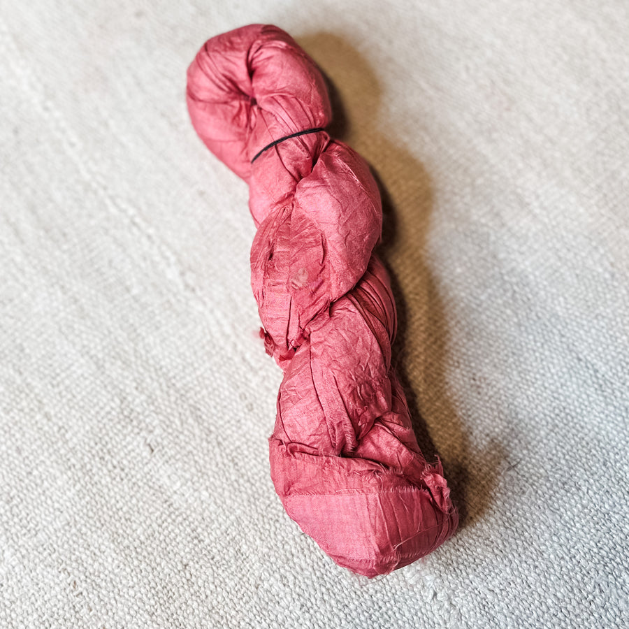 Pink Recycled Torn Silk Ribbon 70-75 yd