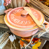 Pink Brie Baker w/ Bamboo Spreader