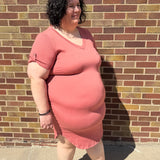 Plus Smocked V-Neck Shirt Tail Dress