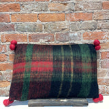 Wooly Red/Green/Black Plaid Lumbar Pillow 24”