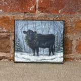 Snowy Angus Block Sign 6.5"