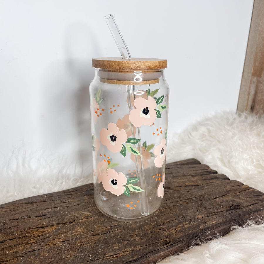 Retro Floral Iced Coffee Cup