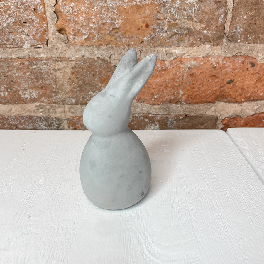 Painted Cement Rabbit w/ Silver Tail