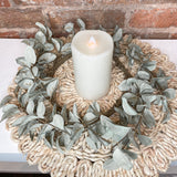 Light Green Eucalyptus Candle Ring/Wreath 14"