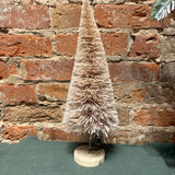 Cream Bottle Brush Tree w/ Wood Base 5x14”
