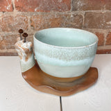 Stoneware Snail Planter w/ Glaze 8.5x6”