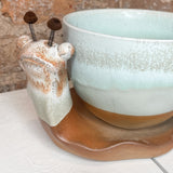 Stoneware Snail Planter w/ Glaze 8.5x6”
