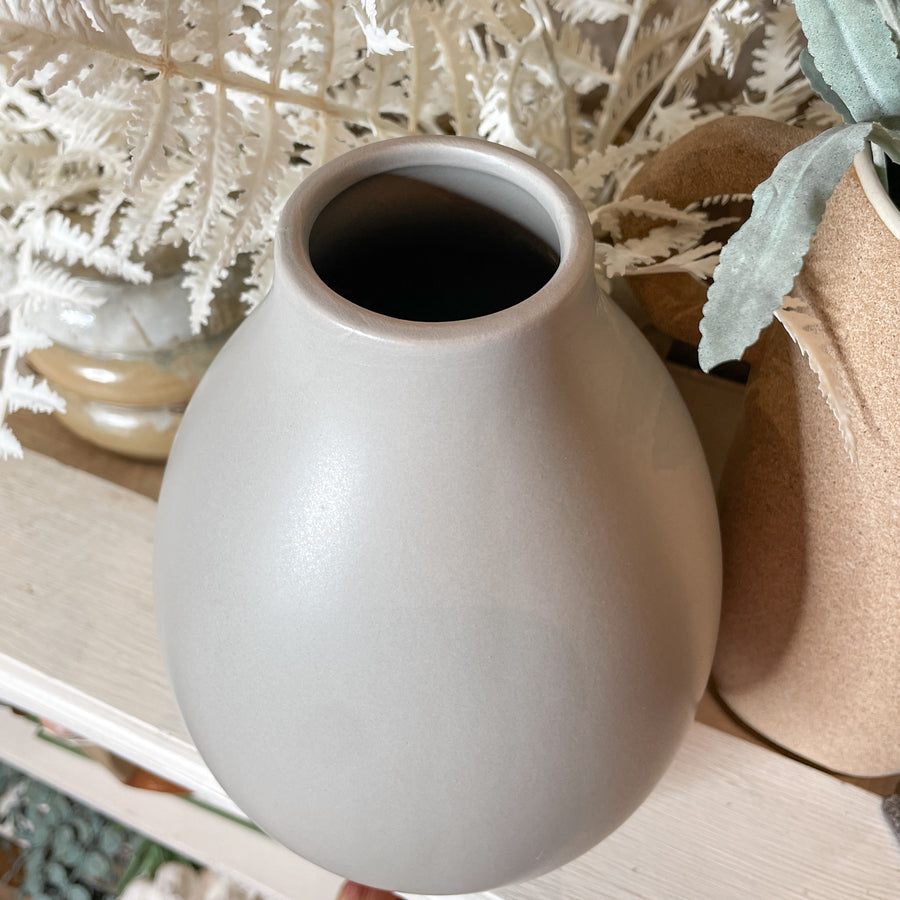 Matte Grey Teardrop Vase 9”