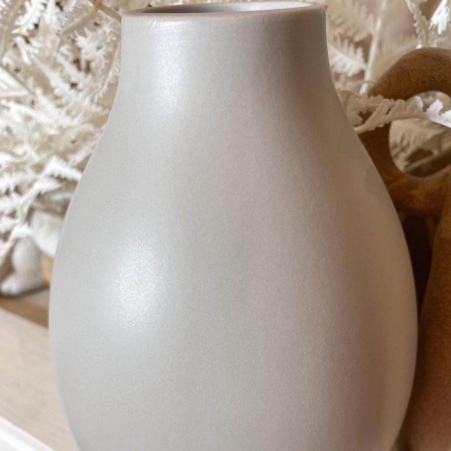 Matte Grey Teardrop Vase 9”