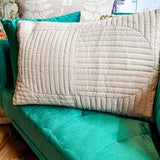 Cotton Chambray Quilted Lumbar Pillow 24X16"
