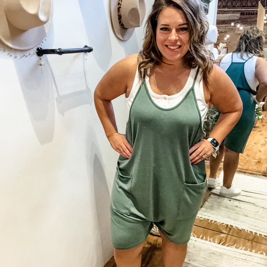 Angie Terry Tank Romper w/ Pockets