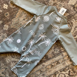 Kids Palm Tree Long Sleeve Swimsuit