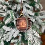 Round Matte Glitter Plaid Orn 4”