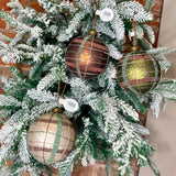 Round Matte Glitter Plaid Orn 4”