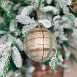 Round Matte Glitter Plaid Orn 4”
