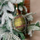 Round Matte Glitter Plaid Orn 4”