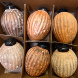Terracotta Frosted Mercury Glass Orn 3” Box Set of 6