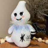 Festive Blush Plush Ghost w/ Iridescent Scarf 10.25”