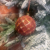 Cinnamon Spice Velvet Diamond Ball Orn 4”