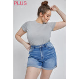 Mica Plus Super High Rise Mom Shorts with Double Cuff