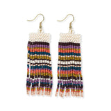Adaline Horizontal Stripes Beaded Fringe Earrings