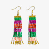 Billie Mixed Horizontal Stripes Beaded Fringe Earrings
